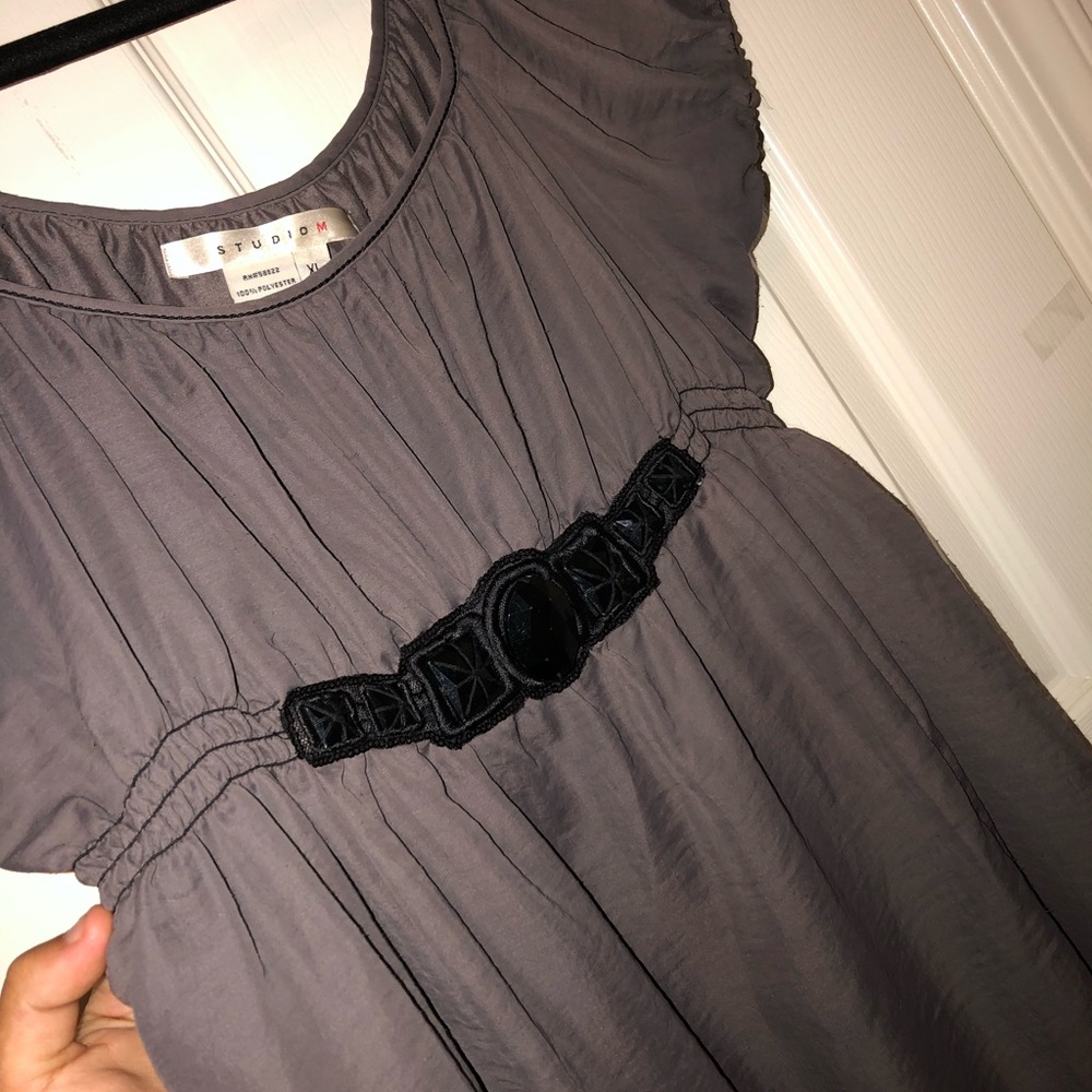 Studio M Grey Jeweled Blouse